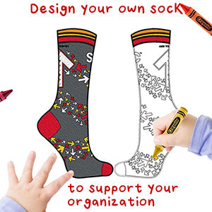 Design your own custom socks, custom charity socks, custom business socks, custom school socks, custom adult socks, custom kids socks, kiddie socks. Custom socks are great for events and to raise funds and awareness.
